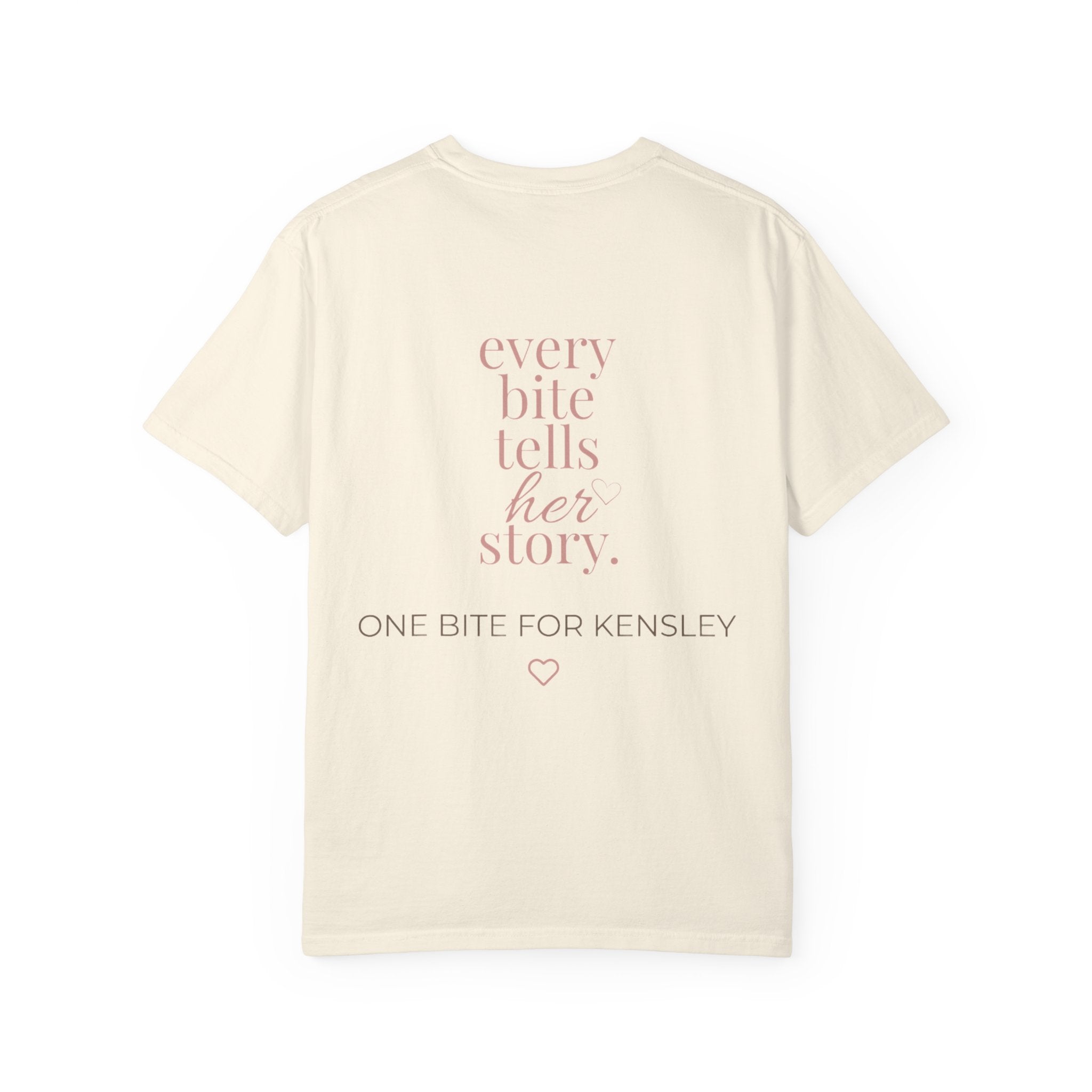Every Bite T-shirt | One Bite for Kensley, scripted pink text