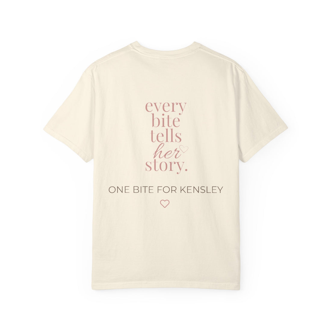 Every Bite T-shirt | One Bite for Kensley, scripted pink text