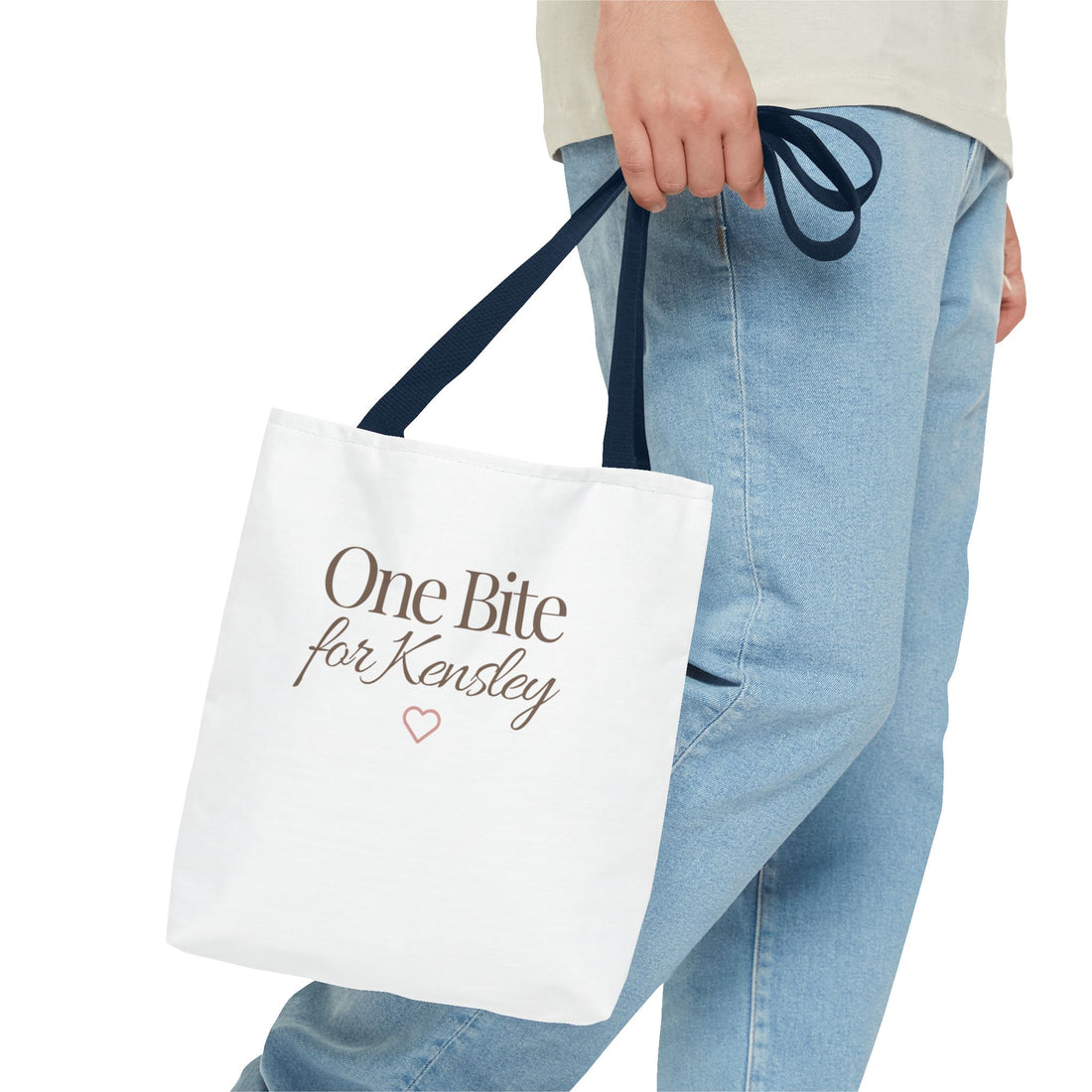 Every Bite Tells Her Story tote bag | Personalized 'One Bite for Kensley' tote