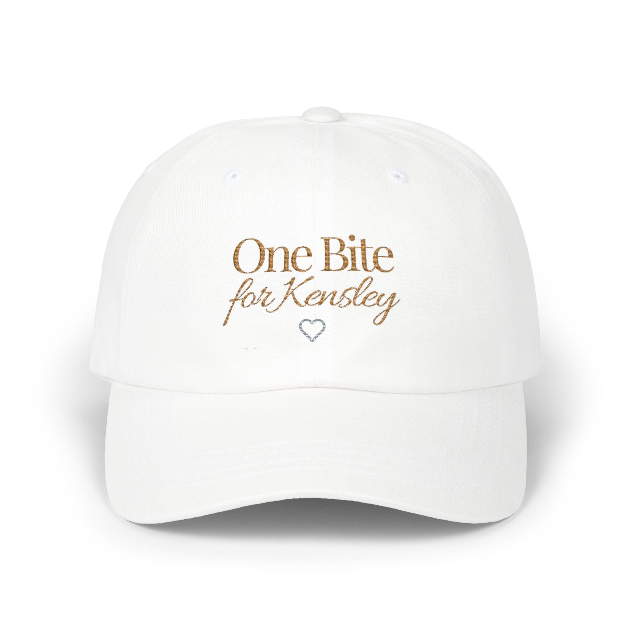 One Bite for Kensley Dad Cap | Embroidered Script Heart