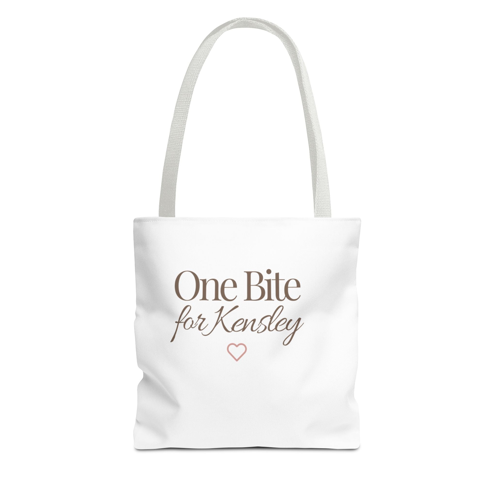 Every Bite Tells Her Story tote bag | Personalized 'One Bite for Kensley' tote