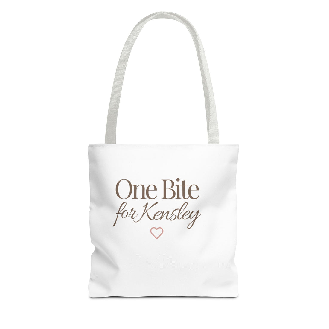 Every Bite Tells Her Story tote bag | Personalized 'One Bite for Kensley' tote
