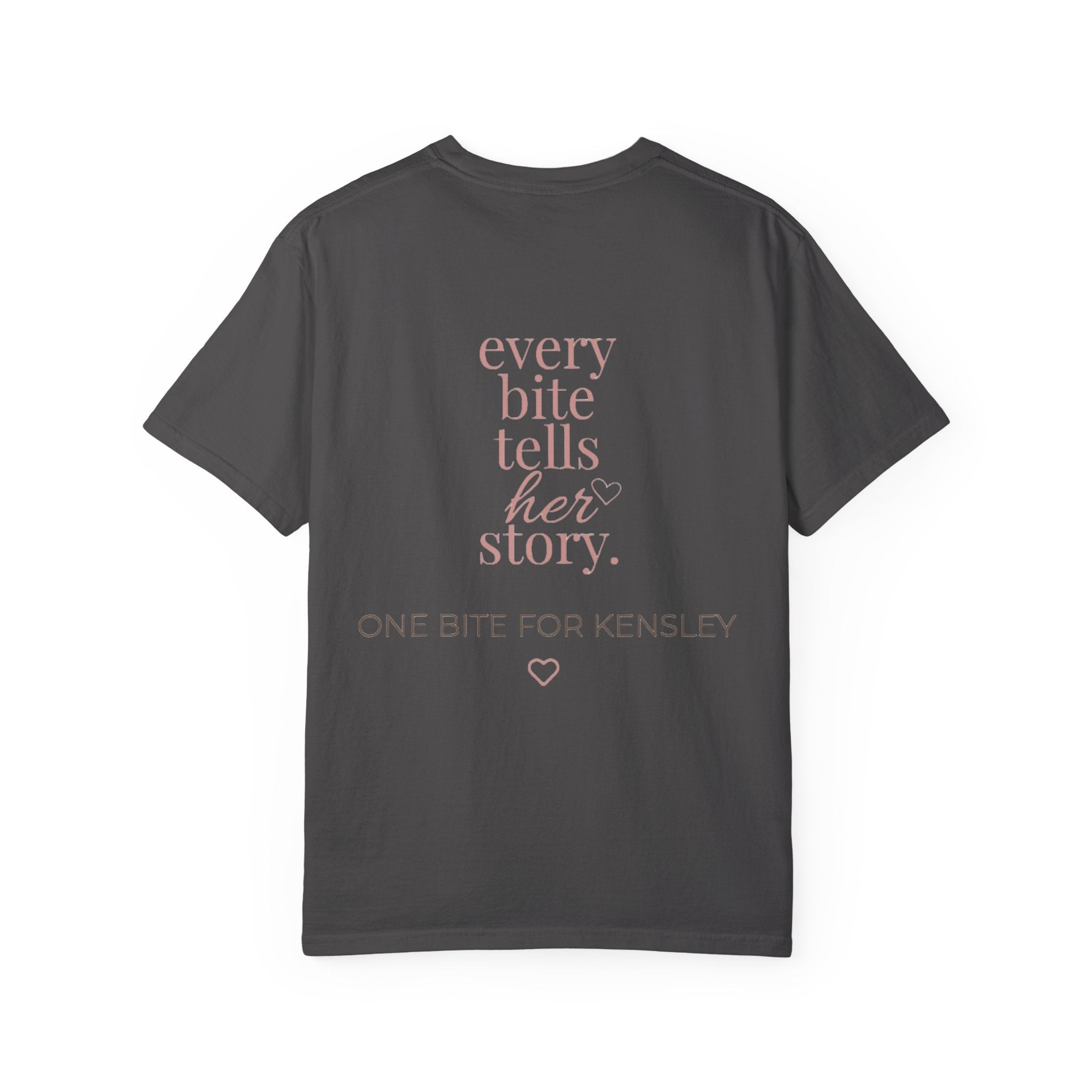 Every Bite T-shirt | One Bite for Kensley, scripted pink text