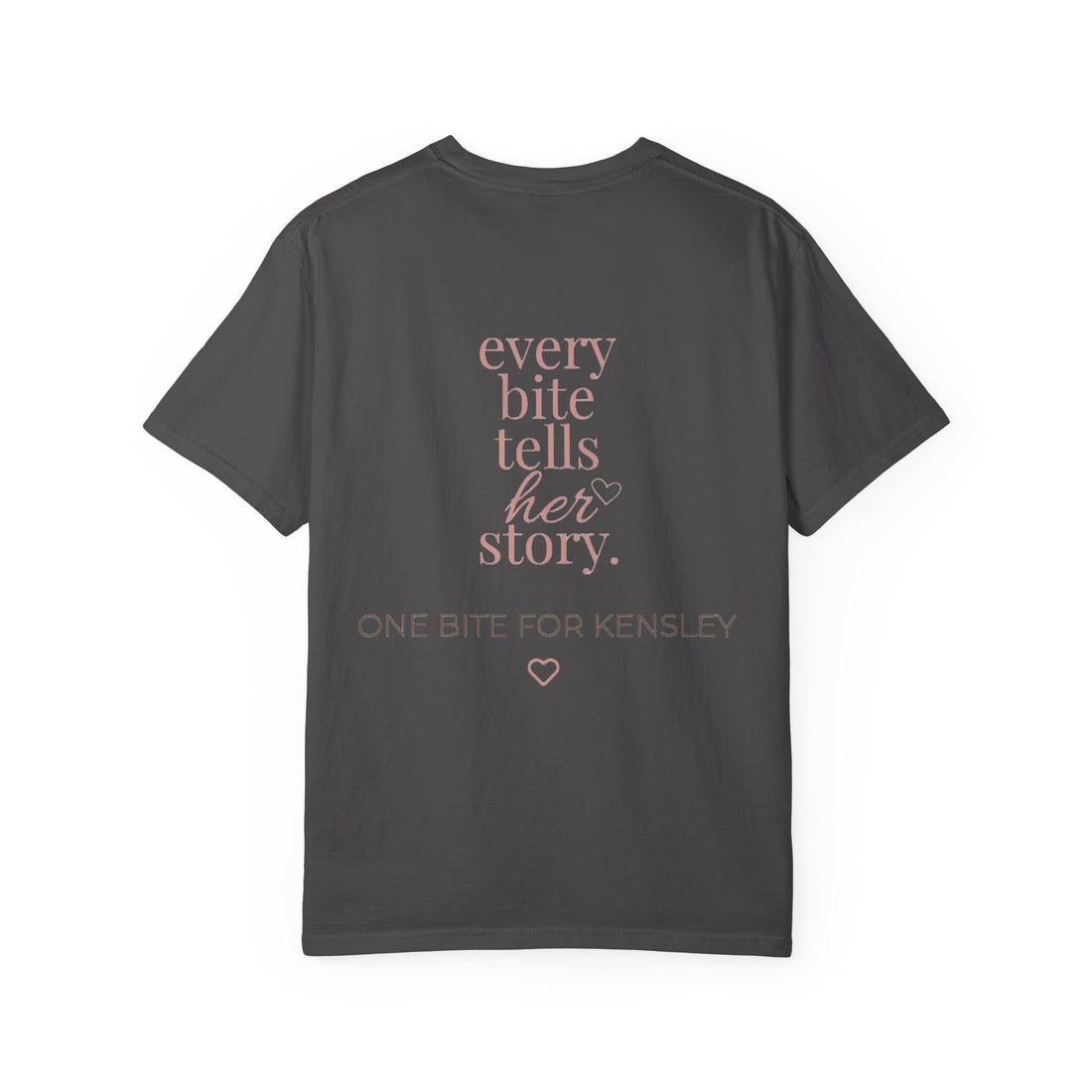 Every Bite T-shirt | One Bite for Kensley, scripted pink text