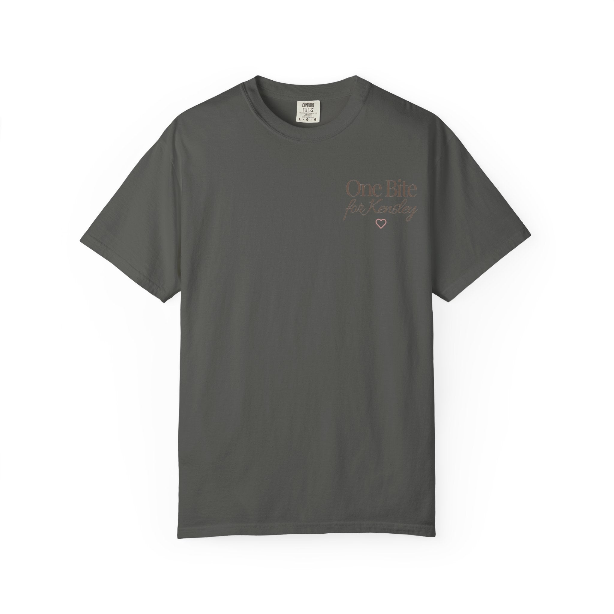 Every Bite T-shirt | One Bite for Kensley, scripted pink text