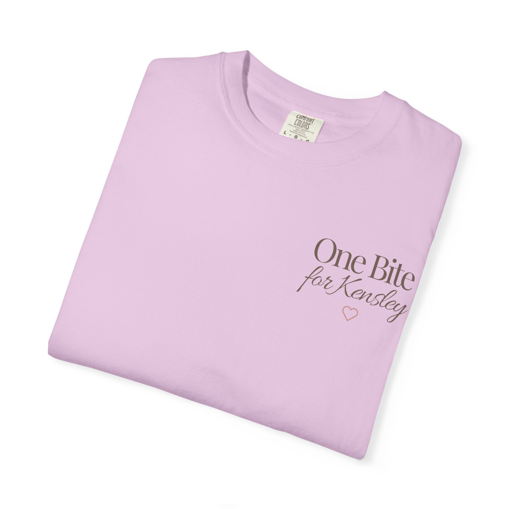 Every Bite T-shirt | One Bite for Kensley, scripted pink text